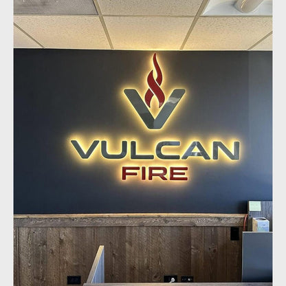 Vulcan Fire With Logo 3D Backlit Channel Letters Led Light Sign - Shineneon