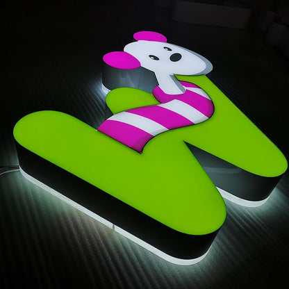 W With Dog 3D Frontlit And Backlit Channel Letter Led Light Sign - Shineneon