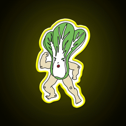 Wacky Snackies Bok Choy Boy Snack Food Led Neon Sign Rgb Color - Custom LED neon sign front view