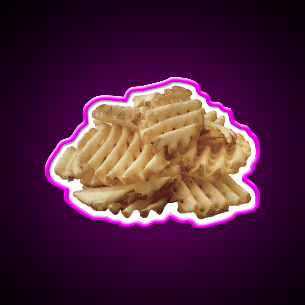Waffle Fries Fast Food Led Neon Sign For Burger Place Rgb Color