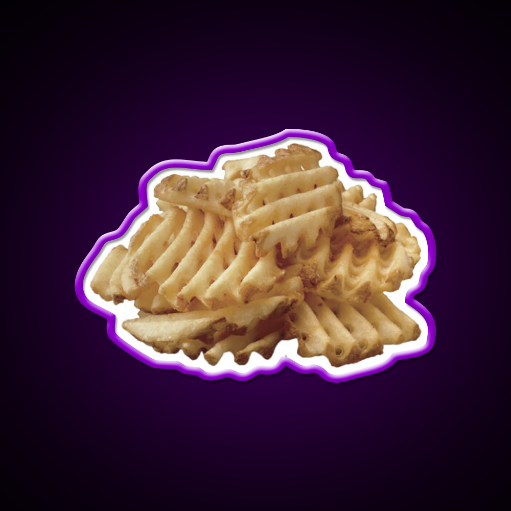 Waffle Fries Fast Food Led Neon Sign For Burger Place Rgb Color