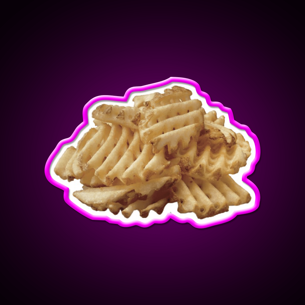 Waffle Fries Fast Food Led Neon Sign For Burger Place Rgb Color - Shineneon