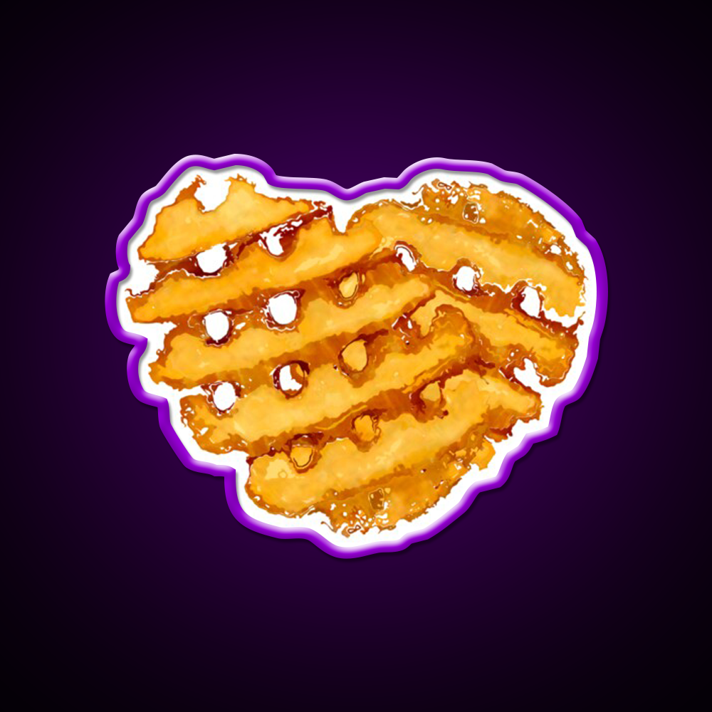 Waffle Fries In Love Fast Food Led Neon Sign For Burger Place Rgb Color