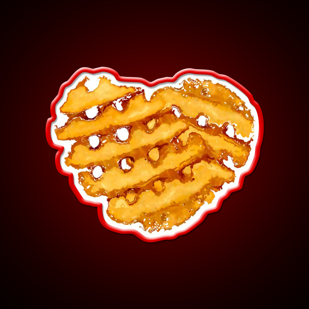 Waffle Fries In Love Fast Food Led Neon Sign For Burger Place Rgb Color