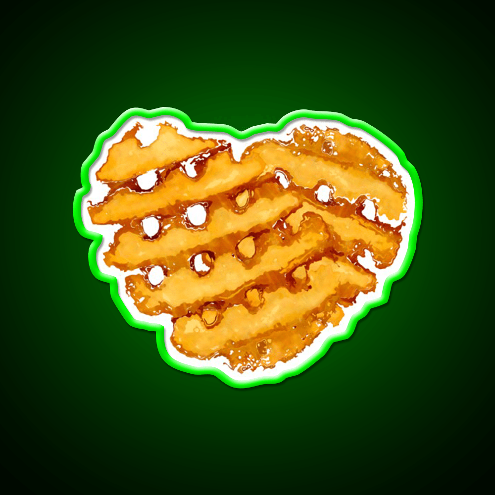 Waffle Fries In Love Fast Food Led Neon Sign For Burger Place Rgb Color - Shineneon