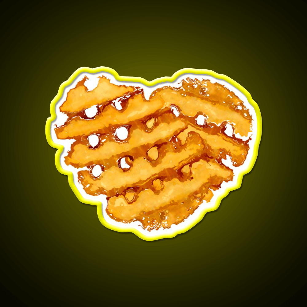 Waffle Fries In Love Fast Food Led Neon Sign For Burger Place Rgb Color - Shineneon