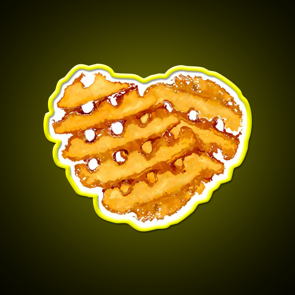 Waffle Fries In Love Fast Food Led Neon Sign For Burger Place Rgb Color