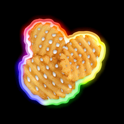 Waffle Fries Snack Food Led Neon Sign Rgb Color - LED neon sign close-up detail