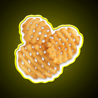 Waffle Fries Snack Food Led Neon Sign Rgb Color - Custom LED neon sign front view