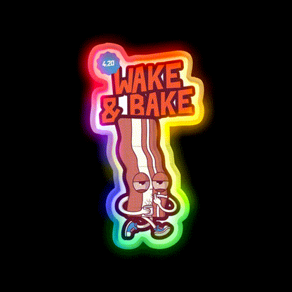 Wake And Bake 420 Hemp Inspired Green Leaf Led Neon Sign Rgb Color - LED neon sign close-up detail