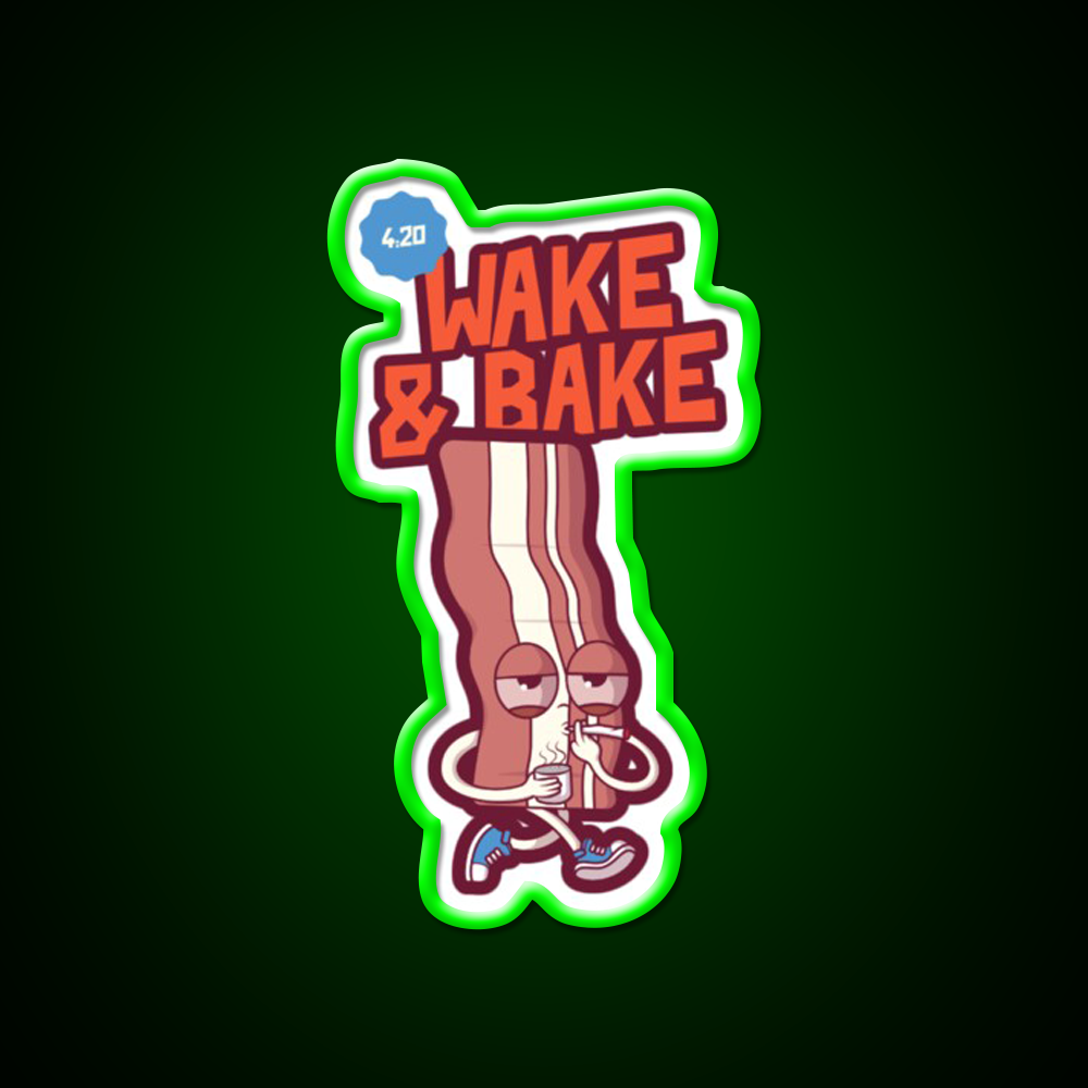 Wake And Bake 420 Hemp Inspired Green Leaf Led Neon Sign Rgb Color - LED neon sign view 8