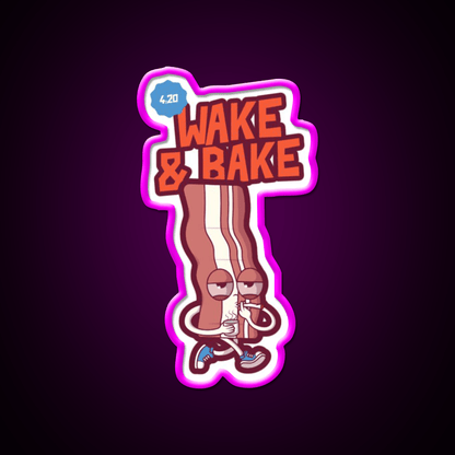 Wake And Bake 420 Hemp Inspired Green Leaf Led Neon Sign Rgb Color - Shineneon