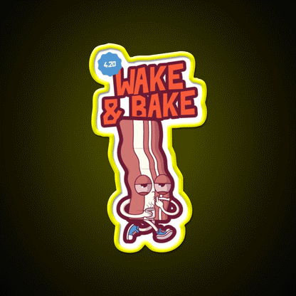 Wake And Bake 420 Hemp Inspired Green Leaf Led Neon Sign Rgb Color - Custom LED neon sign front view