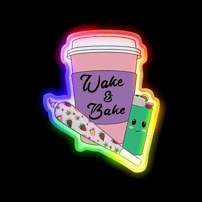 Wake And Bake Hemp Inspired Green Leaf Led Neon Sign Rgb Color - LED neon sign close-up detail