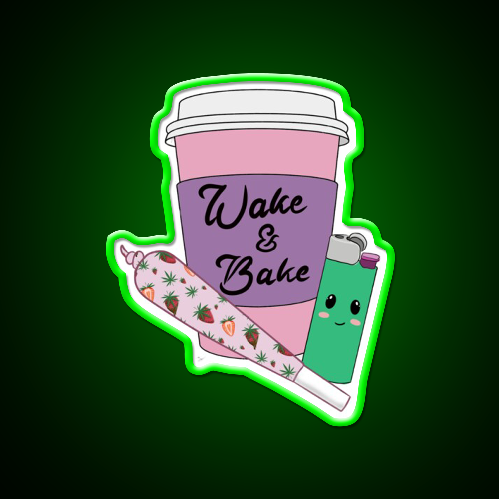 Wake And Bake Hemp Inspired Green Leaf Led Neon Sign Rgb Color - LED neon sign view 8