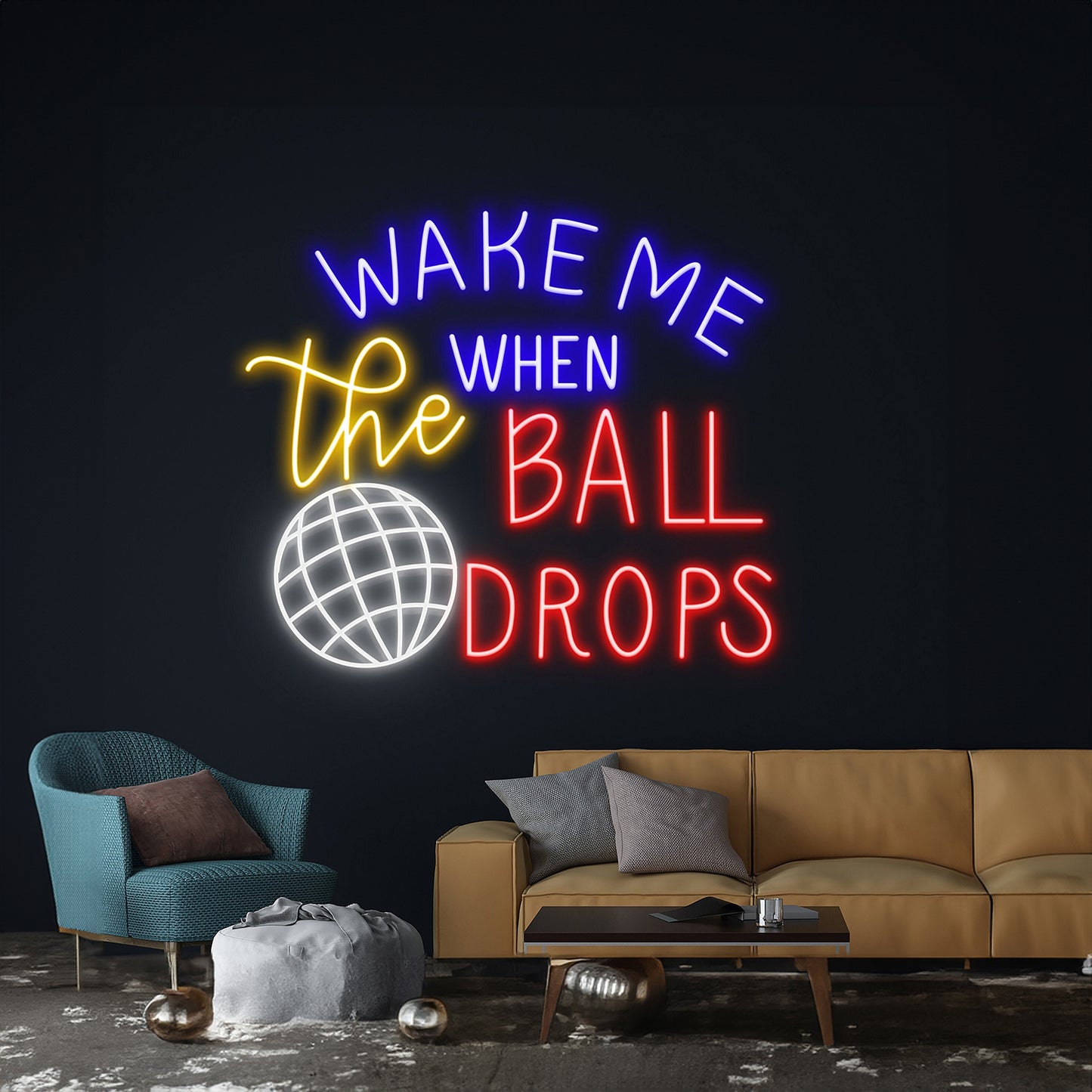 Wake Me When The Ball Drops Disco Ball Neon Light