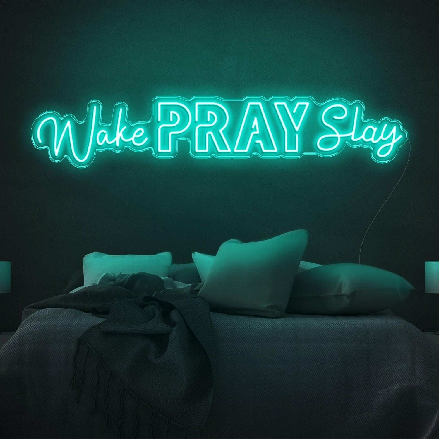 Wake Pray Slay Bright Yellow Led Neon Sign For Bedroom Wall Decor | Shineneon