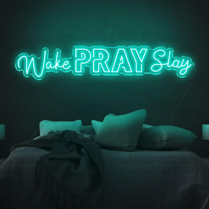Wake Pray Slay Bright Yellow Led Neon Sign For Bedroom Wall Decor | Shineneon