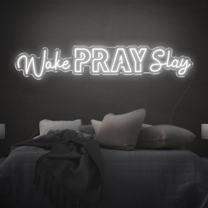 Wake Pray Slay Bright Yellow Led Neon Sign For Bedroom Wall Decor | Shineneon