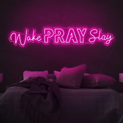 Wake Pray Slay Bright Yellow Led Neon Sign For Bedroom Wall Decor | Shineneon