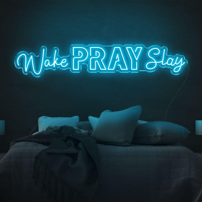 Wake Pray Slay Bright Yellow Led Neon Sign For Bedroom Wall Decor | Shineneon