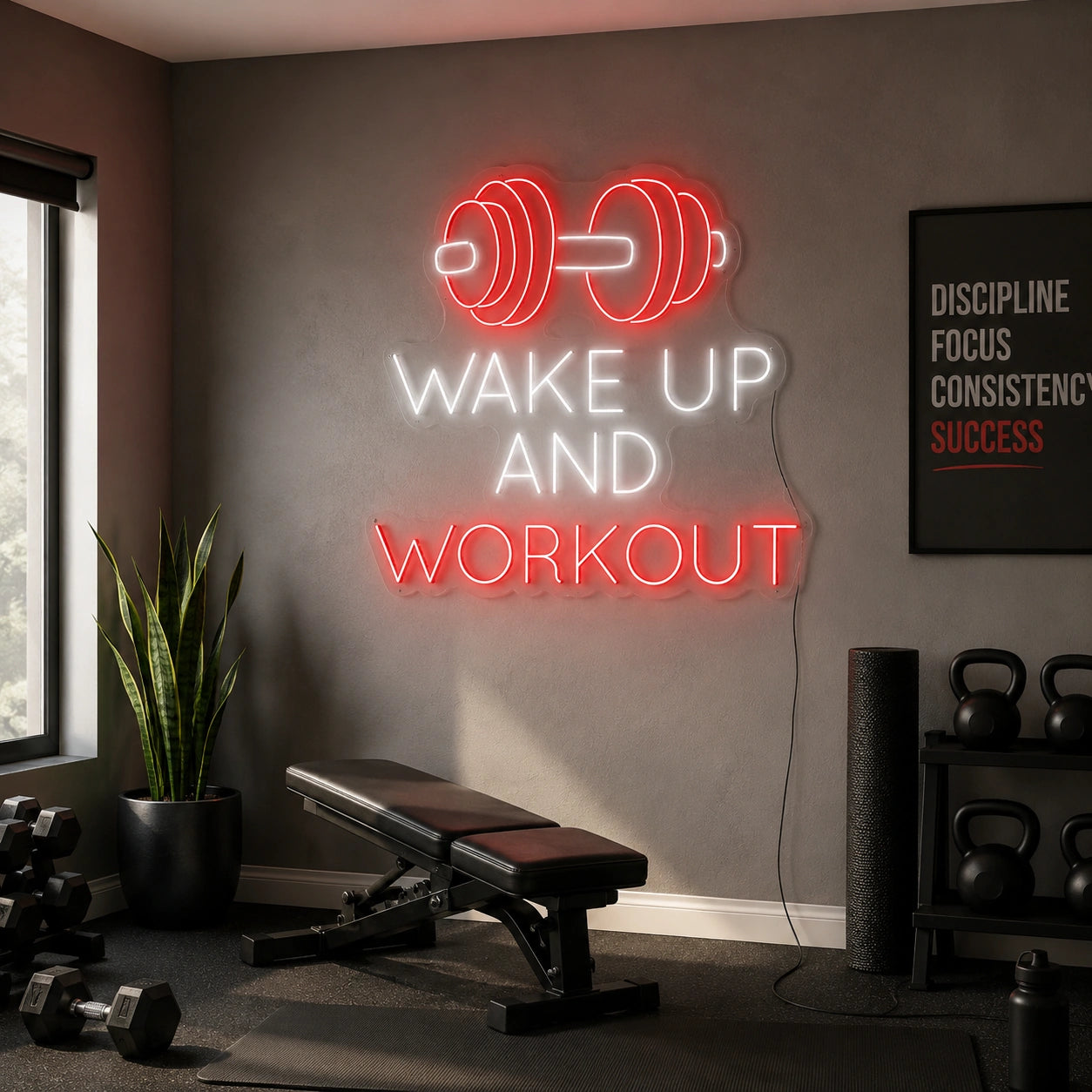 Wake Up And Workout Neon Sign LED Neon Sign real lifestyle scene