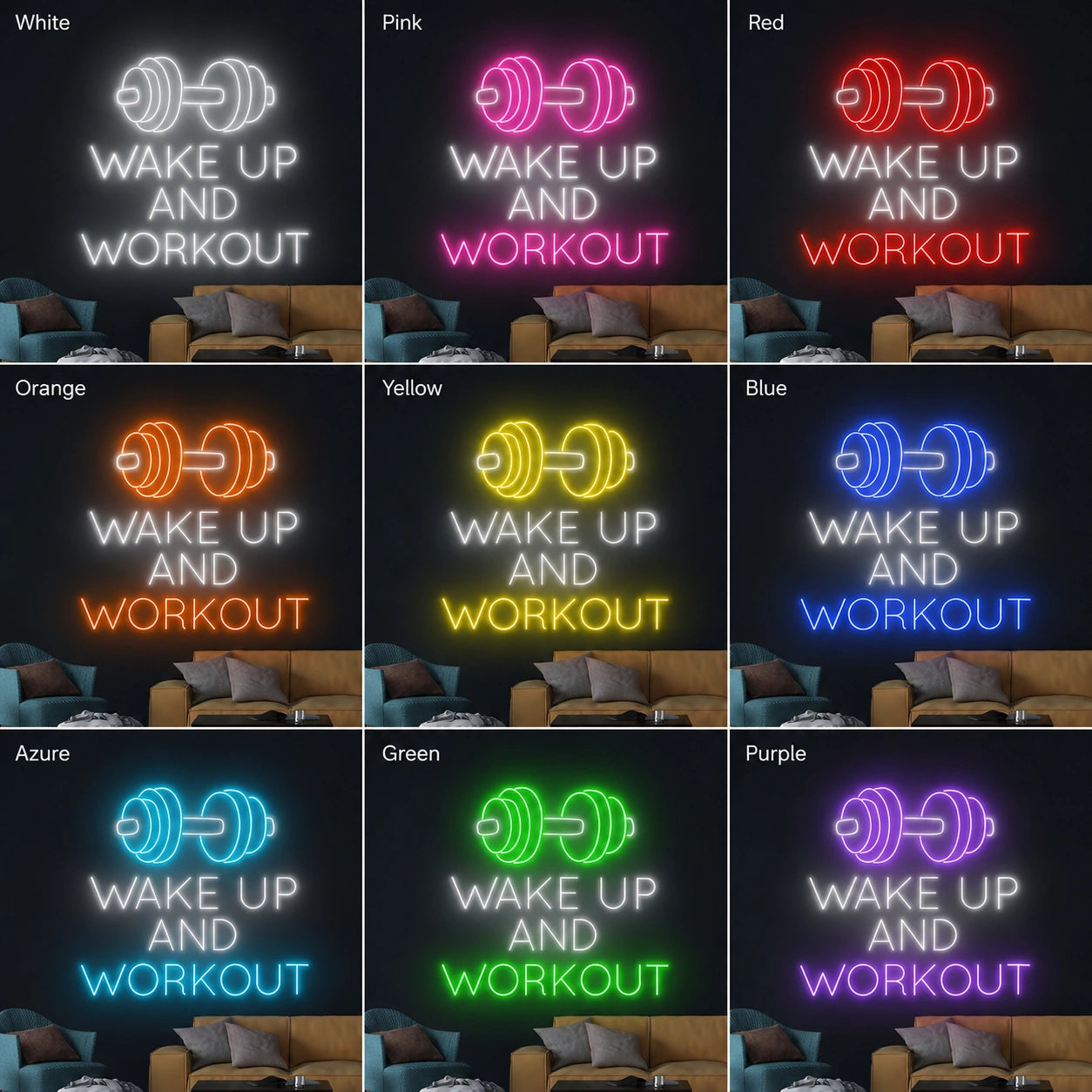 Wake Up And Workout Neon Sign LED Neon Sign color grid