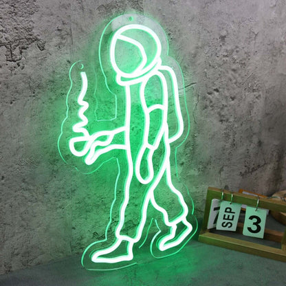 Walking Space Man Green Led Neon Sign - Shineneon