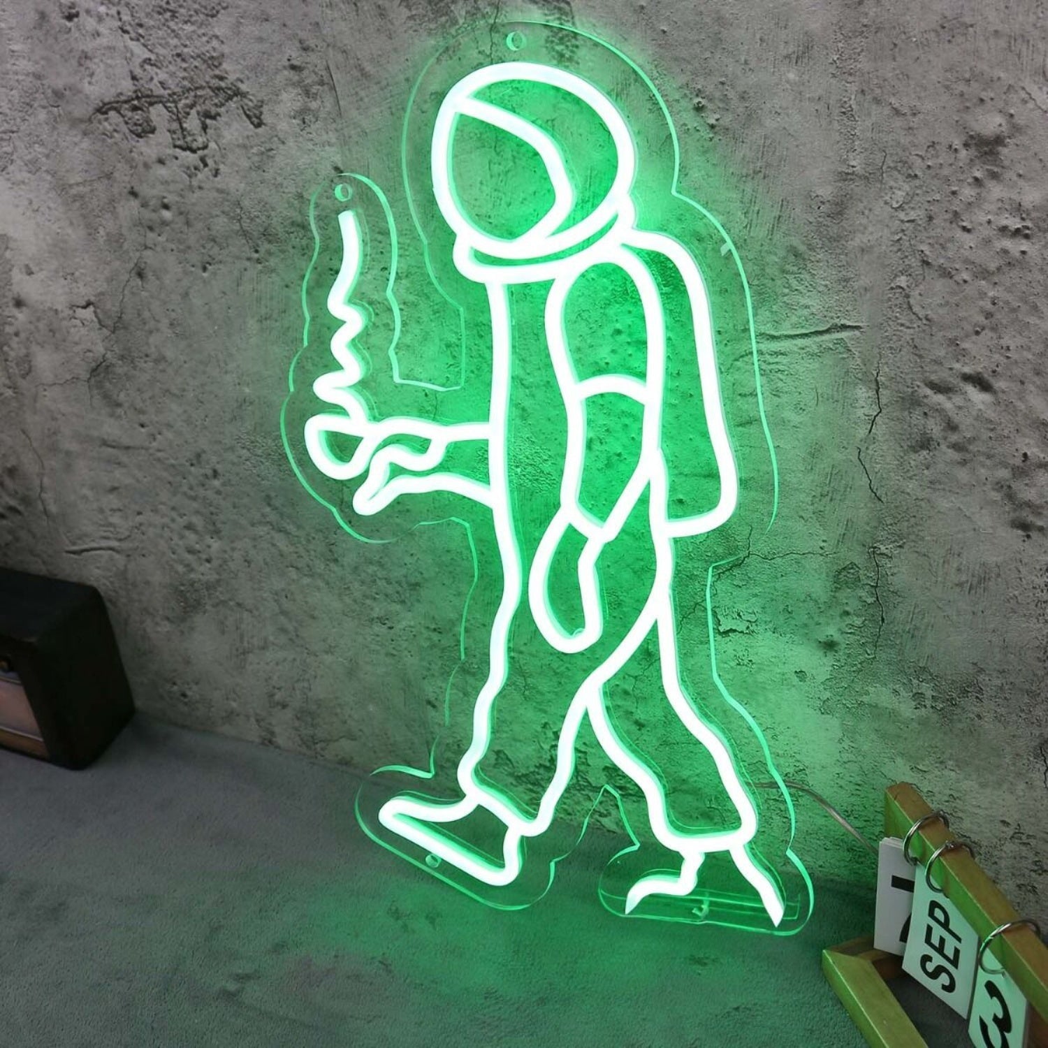 Walking Space Man Green Led Neon Sign - Shineneon