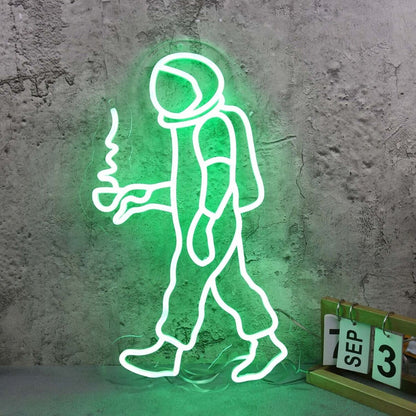 Walking Space Man Green Led Neon Sign - Shineneon