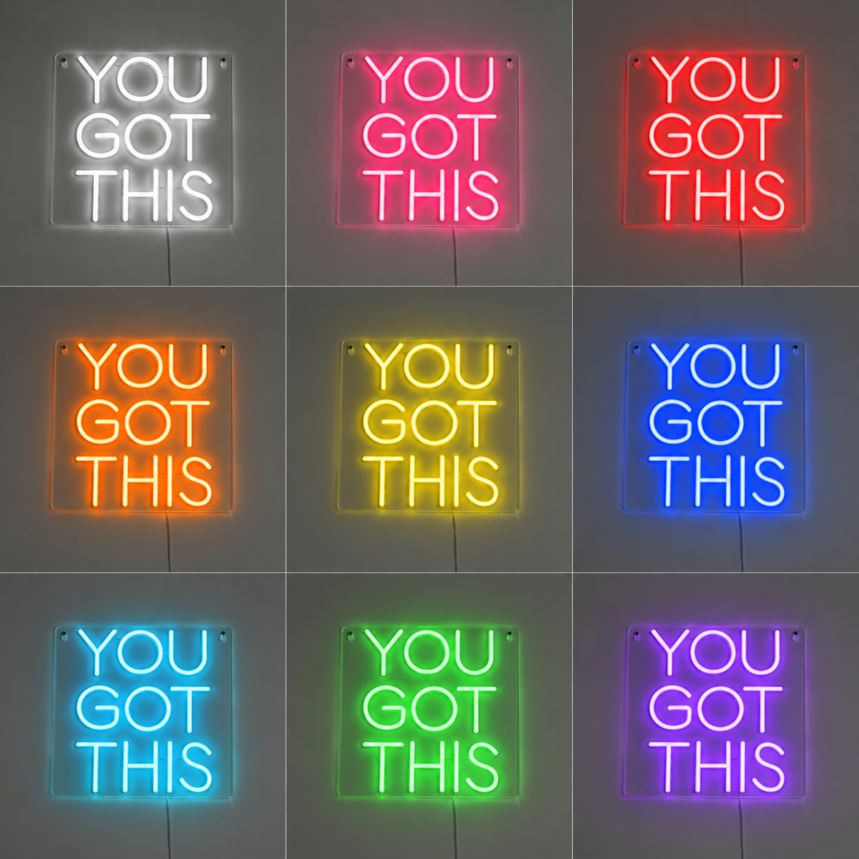 Wall Decor White LED Neon Sign color grid