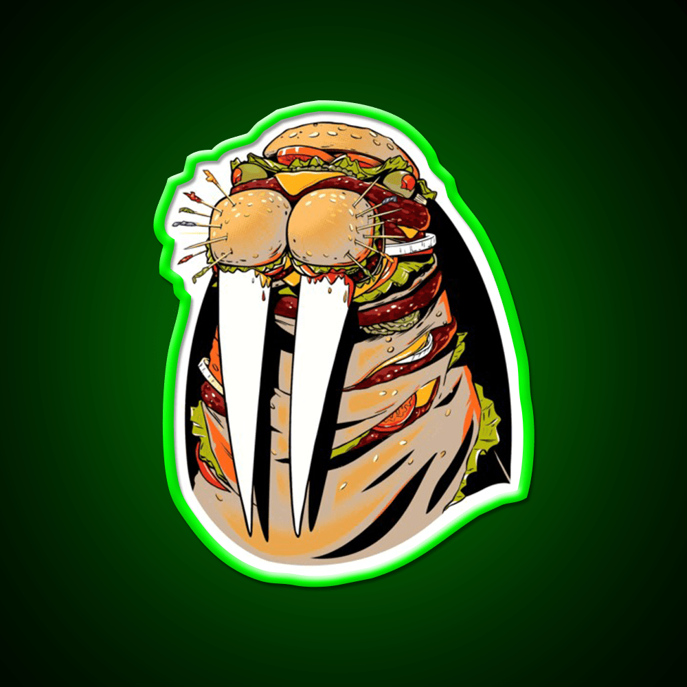 Walrus Burger Fast Food Led Neon Sign For Burger Place Rgb Color - Shineneon