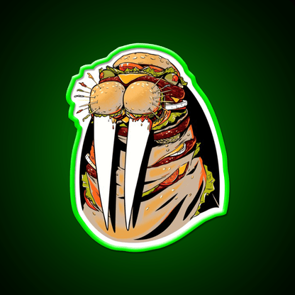 Walrus Burger Fast Food Led Neon Sign For Burger Place Rgb Color - Shineneon