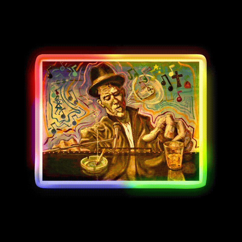 Waltzing Waits Aka Tom Waits Whiskey Drink Bar Led Neon Sign Rgb Color