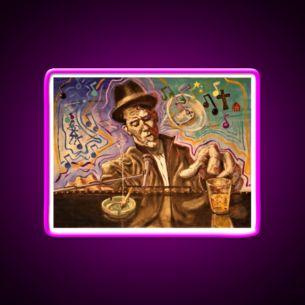 Waltzing Waits Aka Tom Waits Whiskey Drink Bar Led Neon Sign Rgb Color - Shineneon