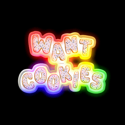 Want Cookies Lettering Pink Snack Food Led Neon Sign Rgb Color - LED neon sign close-up detail