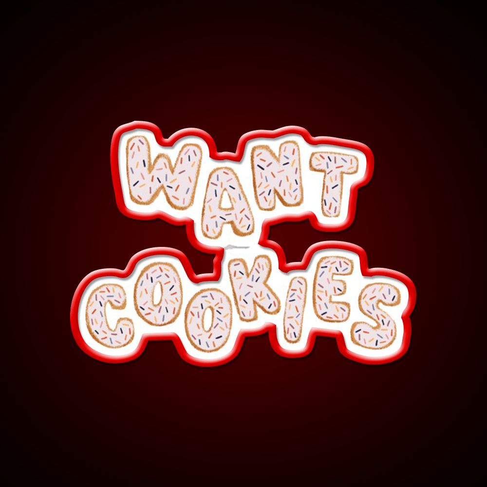 Want Cookies Lettering Pink Snack Food Led Neon Sign Rgb Color - Shineneon