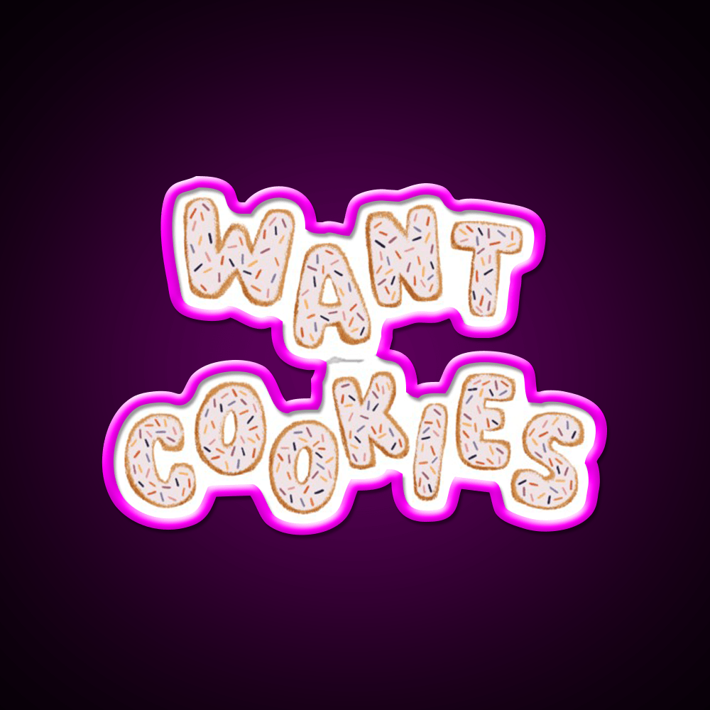 Want Cookies Lettering Pink Snack Food Led Neon Sign Rgb Color - Shineneon