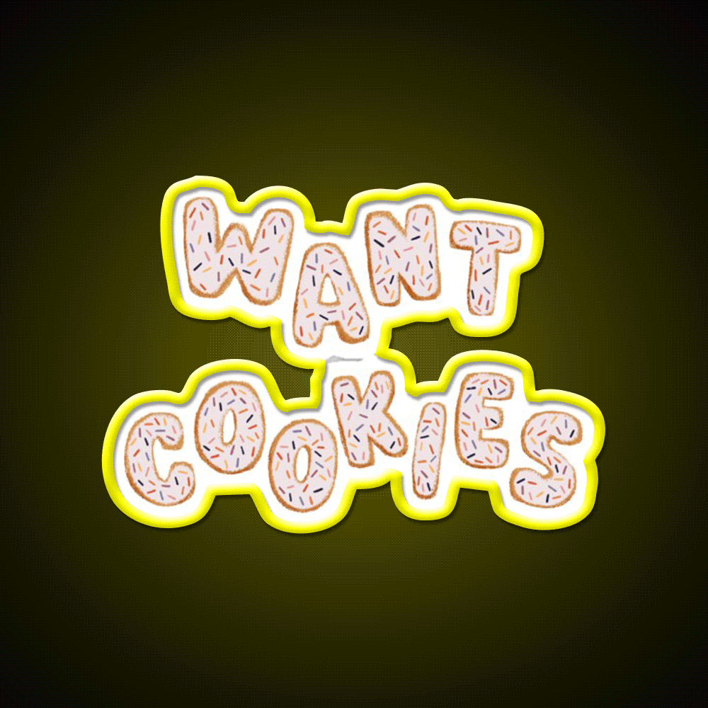 Want Cookies Lettering Pink Snack Food Led Neon Sign Rgb Color - Custom LED neon sign front view