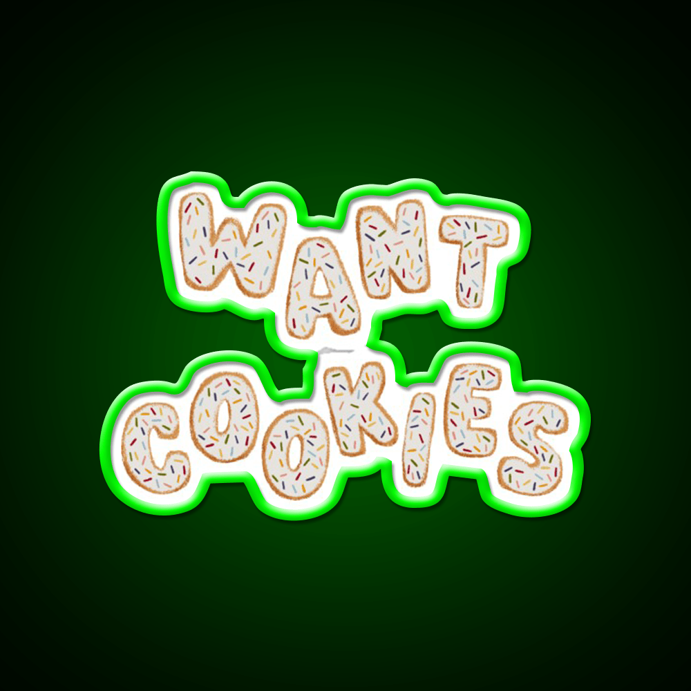 Want Cookies Lettering Snack Food Led Neon Sign Rgb Color - Shineneon
