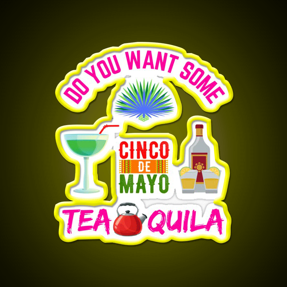 Want Some Tequila Party Drink Tequila Led Neon Sign Bar Led Sign Rgb Color - Custom LED neon sign front view