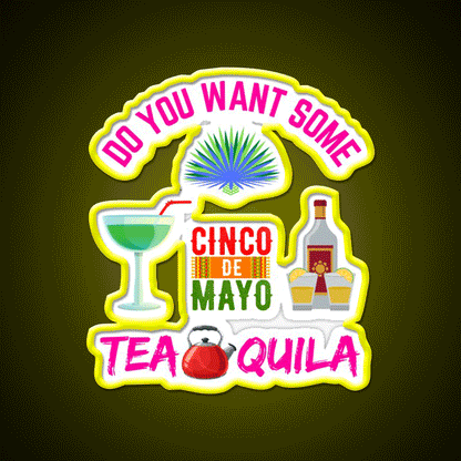 Want Some Tequila Party Drink Tequila Led Neon Sign Bar Led Sign Rgb Color - Custom LED neon sign front view