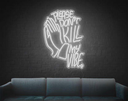 Warm Amber Prayer Hands Please Dont Kill My Vibe Led Neon Sign For Home Decor | Shineneon