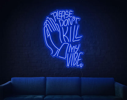Warm Amber Prayer Hands Please Dont Kill My Vibe Led Neon Sign For Home Decor | Shineneon