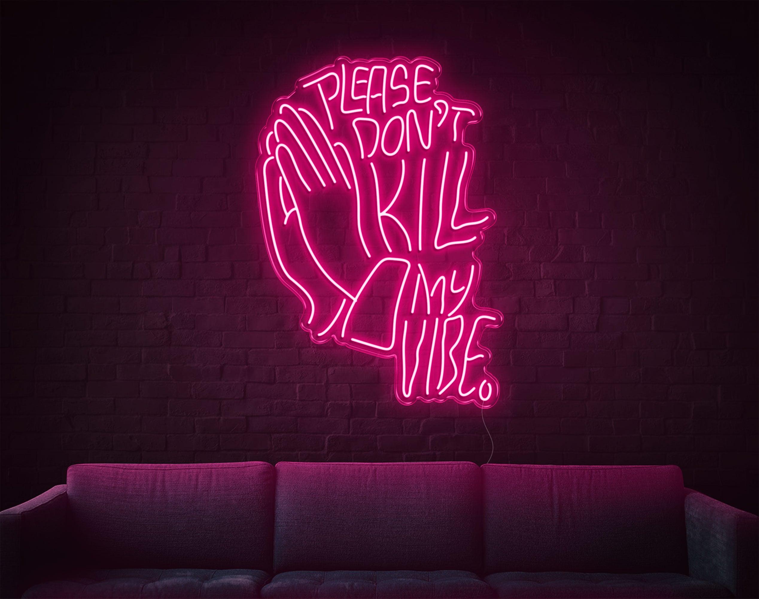 Warm Amber Prayer Hands Please Dont Kill My Vibe Led Neon Sign For Home Decor | Shineneon