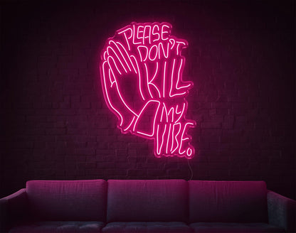 Warm Amber Prayer Hands Please Dont Kill My Vibe Led Neon Sign For Home Decor | Shineneon