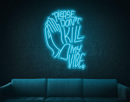 Warm Amber Prayer Hands Please Dont Kill My Vibe Led Neon Sign For Home Decor | Shineneon