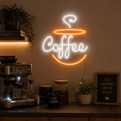 Warm Coffee Wall Neon Sign LED Neon Sign real lifestyle scene