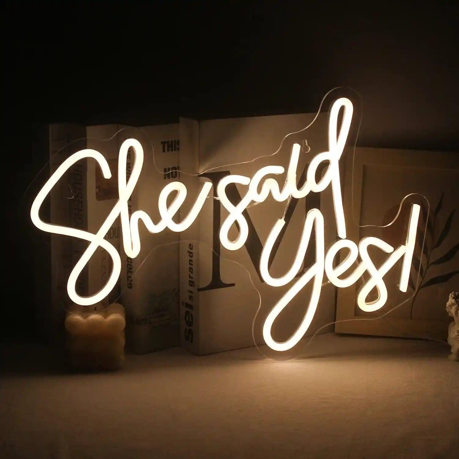 Warm-Toned She Said Yes Led Neon Sign For Wedding Proposals Romantic Decor | Shineneon