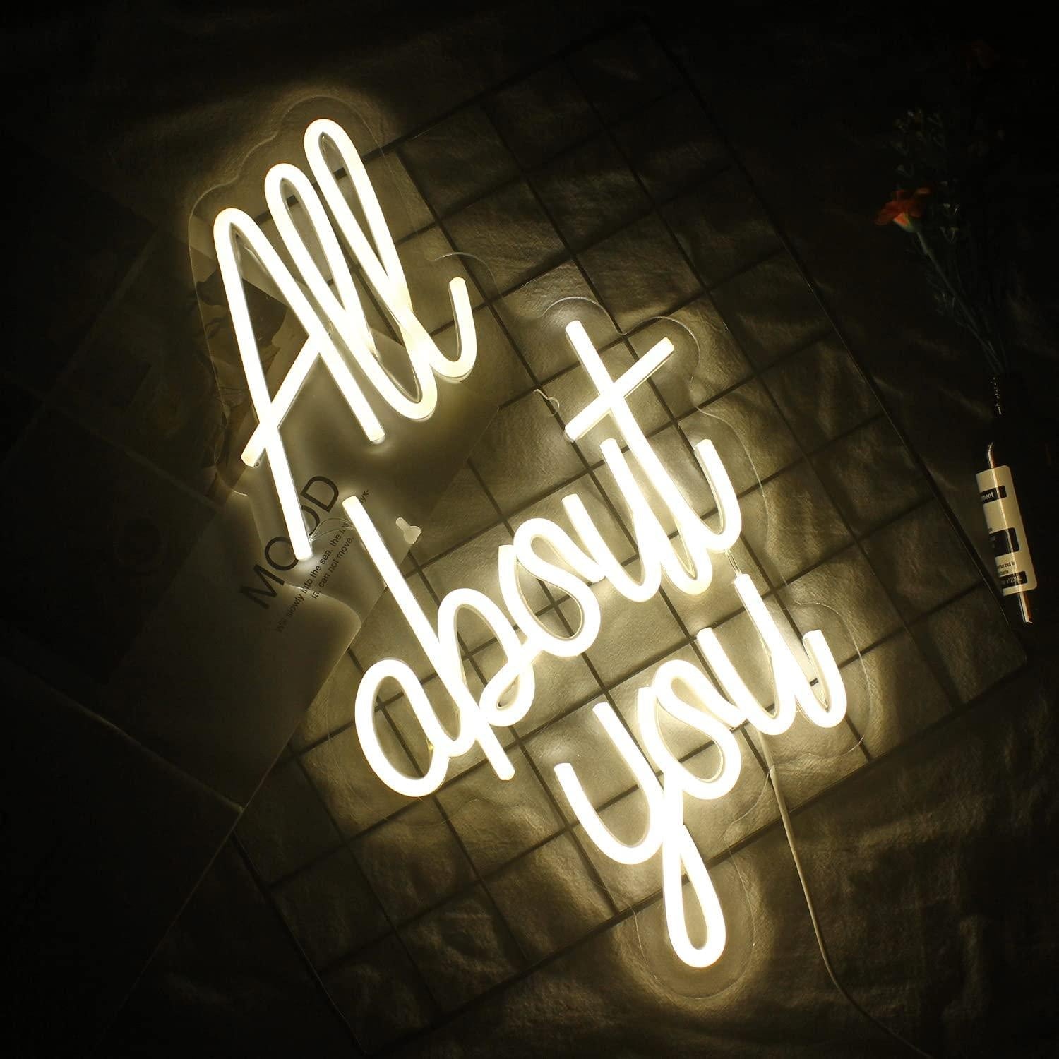 Warm White All About You Led Neon Sign For Bedroom Living Room Decor | Shineneon